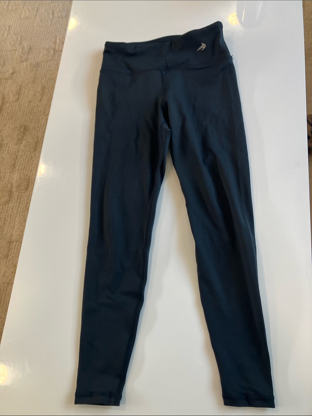High-Rise Black Leggings with Subtle Logo
